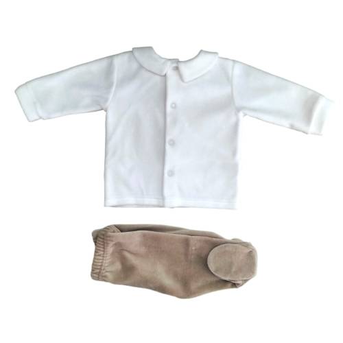 Fato de dormir em chenille para bebé 0/3 meses branco e azul -  2