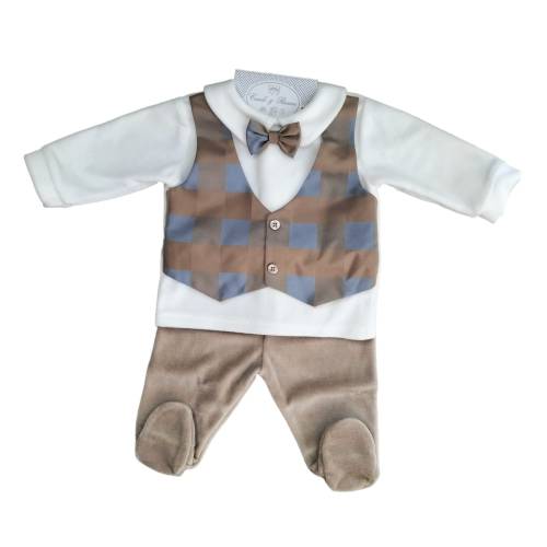 Pelele de chenilla para bebé 0/3 meses blanco y azul - 