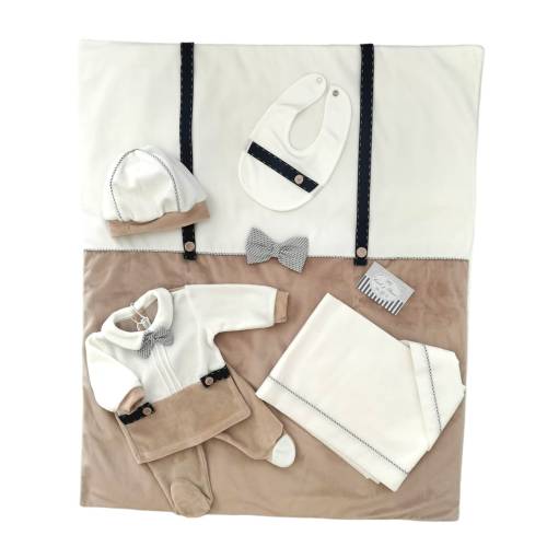 Corredino ciniglia Teto&Tatta bianco blu tortora - 