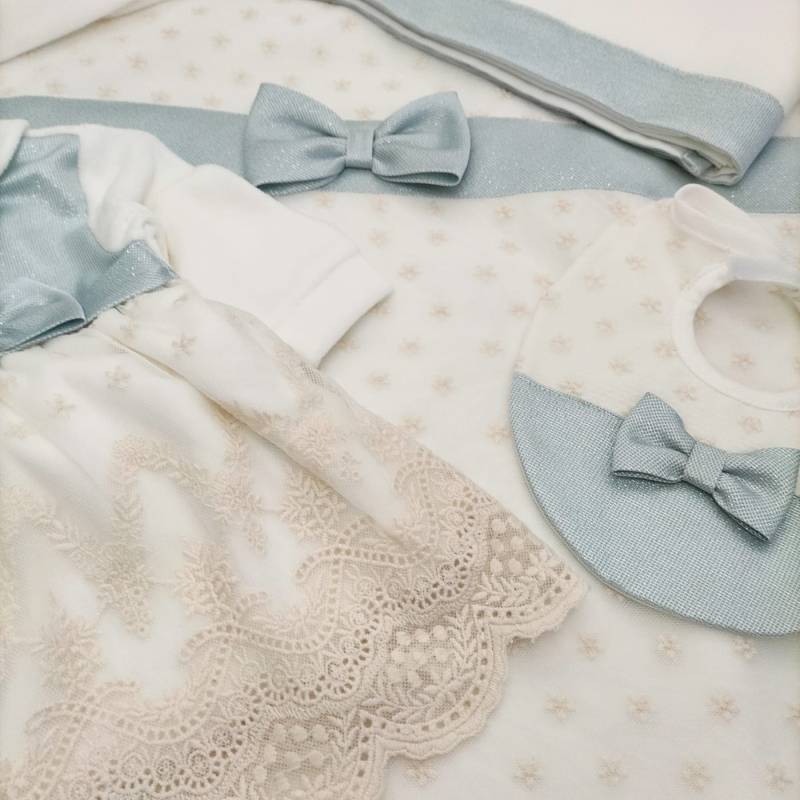 Conjunto recién nacido blanco y rosa de chenilla talla 1 mes - 