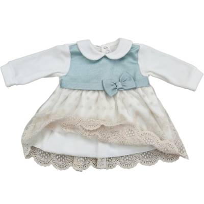 Coordinato nascita in ciniglia bianco latte verde acqua Teto&tatta - 