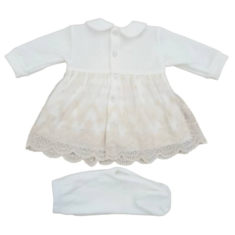 Coordinato nascita in ciniglia bianco latte verde acqua Teto&tatta - 