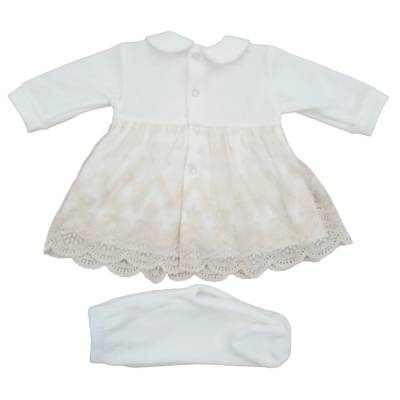 Coordinato nascita in ciniglia bianco latte verde acqua Teto&tatta - 