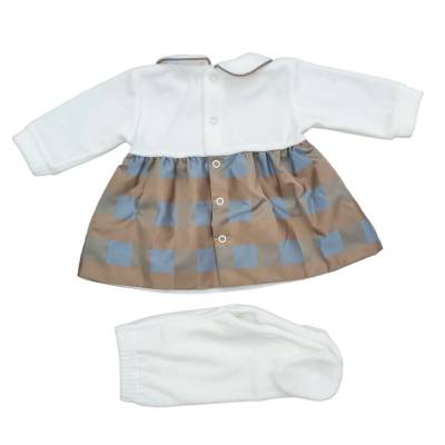 Coordinato nascita neonata in ciniglia bianco celeste nocciola Teto&Tatta - 