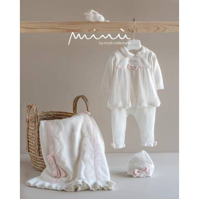 Roupa de bebé recém-nascido em lã pura rosa Ninnaoh tamanho 1 mês - 