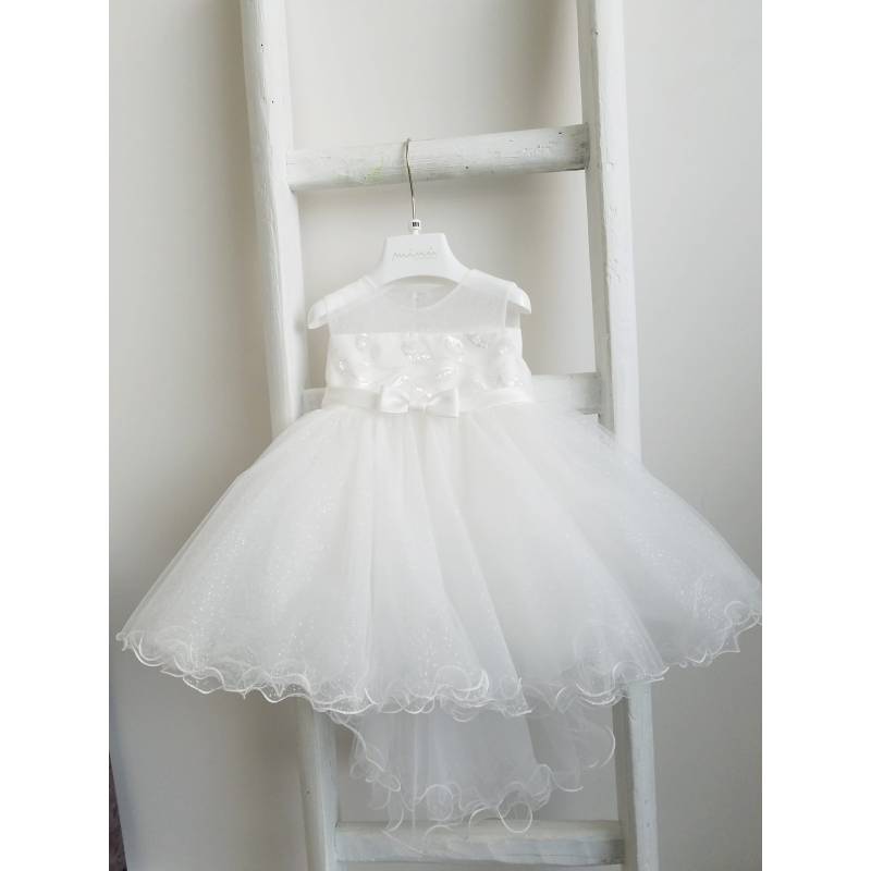 Robe de baptême pour bébé fille Minù avec bandeau - 