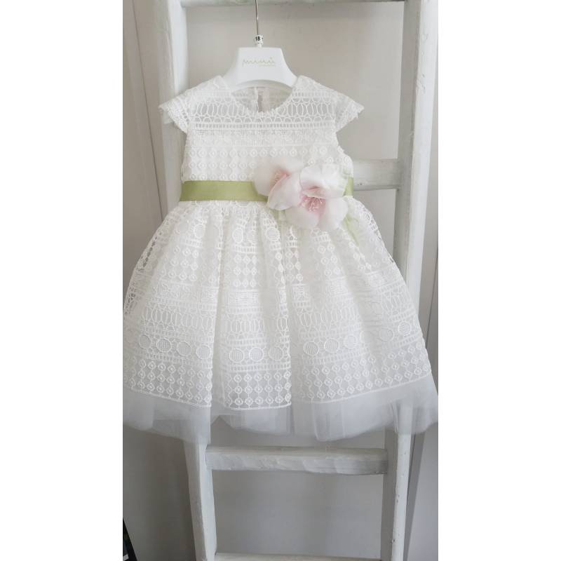 Robe de baptême fille Minù 9 mois avec bandeau - 