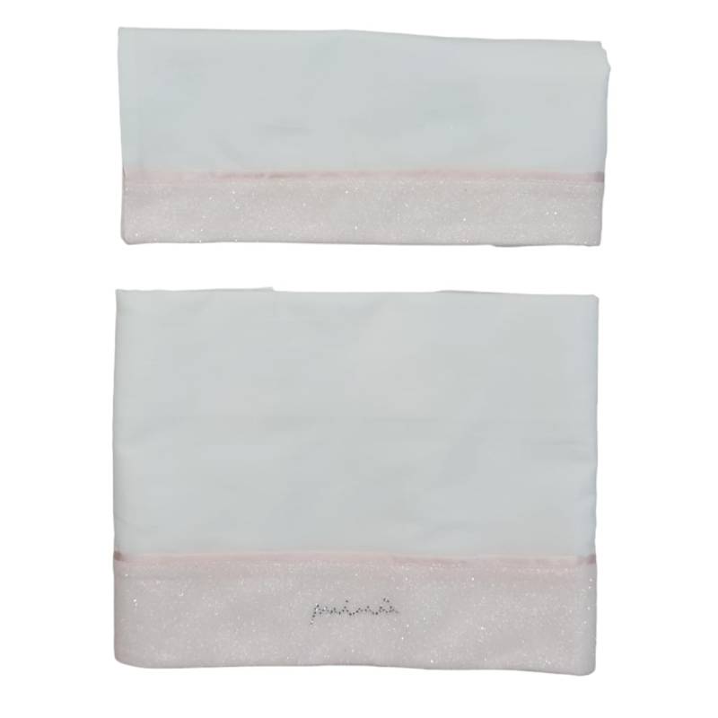 Corredino neonata elegante in ciniglia Minù bianco e rosa con tulle lurex - 