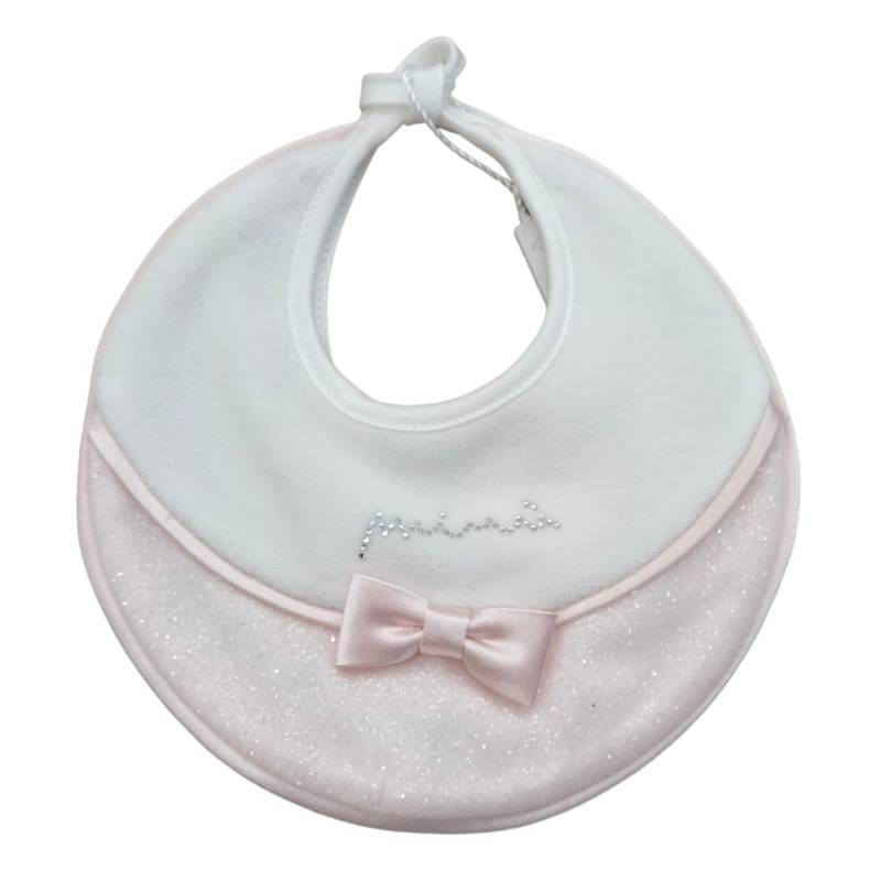 Corredino neonata elegante in ciniglia Minù bianco e rosa con tulle lurex - 