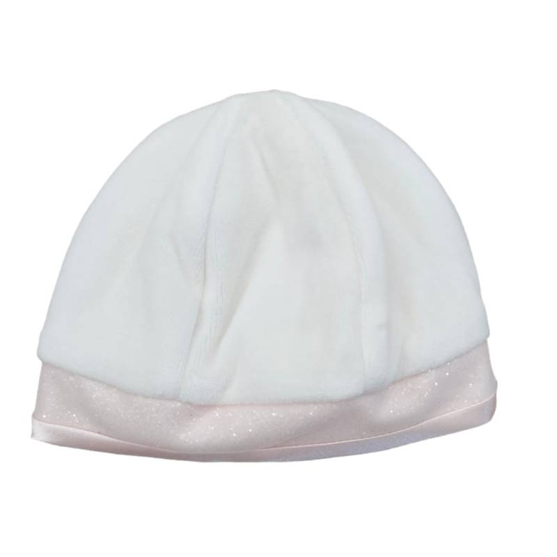 Fato elegante de menina recém-nascida em chenille Minù branco e cor-de-rosa com renda - 