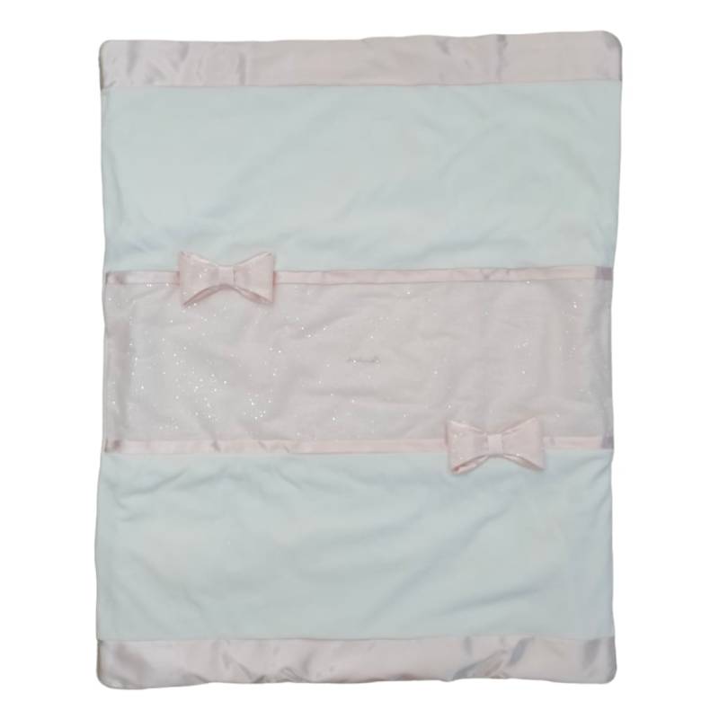 Fato elegante de menina recém-nascida em chenille Minù branco e cor-de-rosa com renda - 