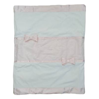 Corredino neonata elegante in ciniglia Minù bianco e rosa con tulle lurex - 