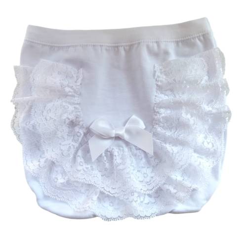 Cobre-fraldas elegante com renda branca 6/9 meses -  2