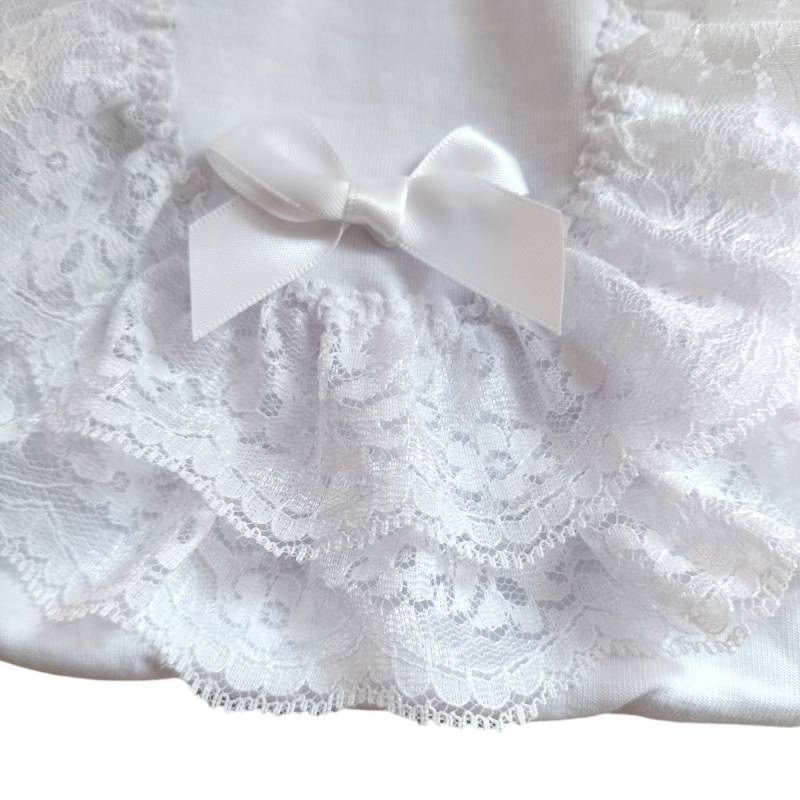 Cobre-fraldas elegante com renda branca 6/9 meses - 
