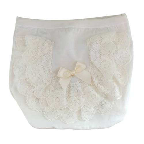 Copripannolino elegante coulotte neonata misura 6/9 mesi color panna chiaro - 