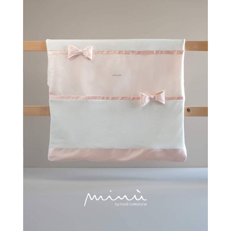 Corredino neonata elegante in ciniglia Minù bianco e rosa con tulle lurex - 