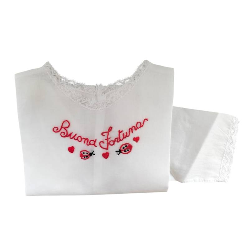 Camicina della fortuna con ricamo a mano unisex a manica lunga - 