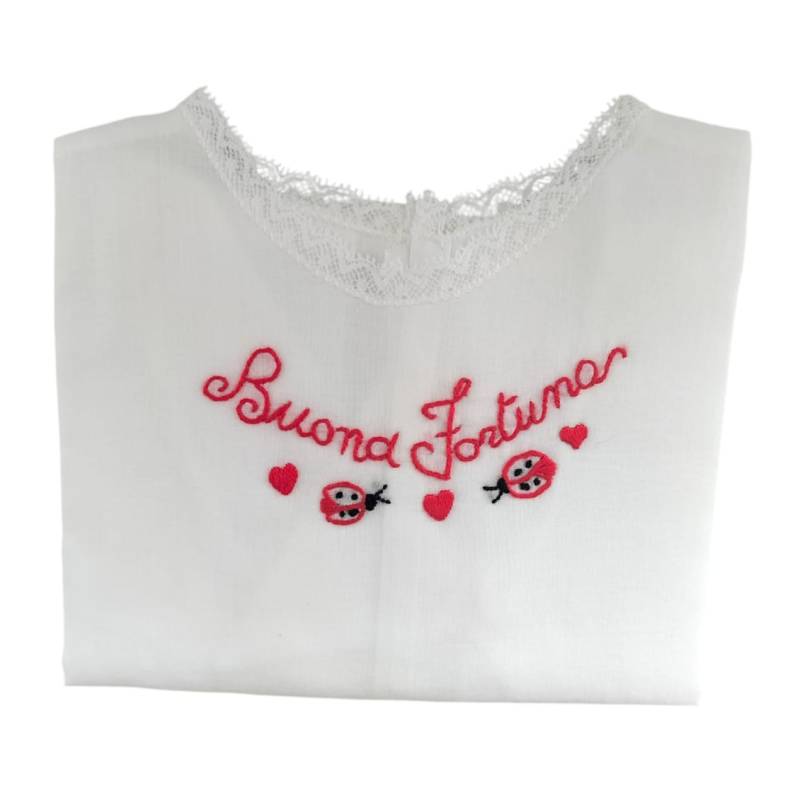 Blusa unisex de manga larga bordada a mano de la suerte -