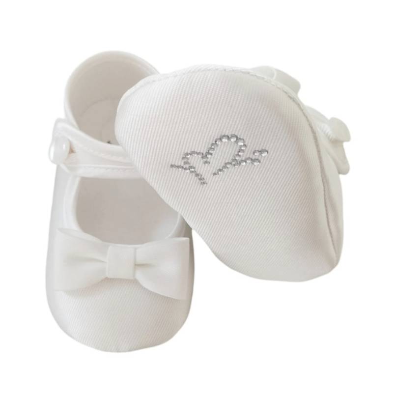 Elegant milk-white christening slippers Minù size 17 and 18 - 