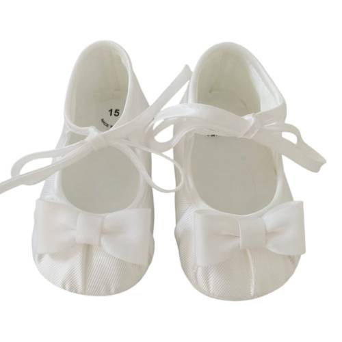 Zapatito de bautizo blanco recién nacido talla 15 -  2