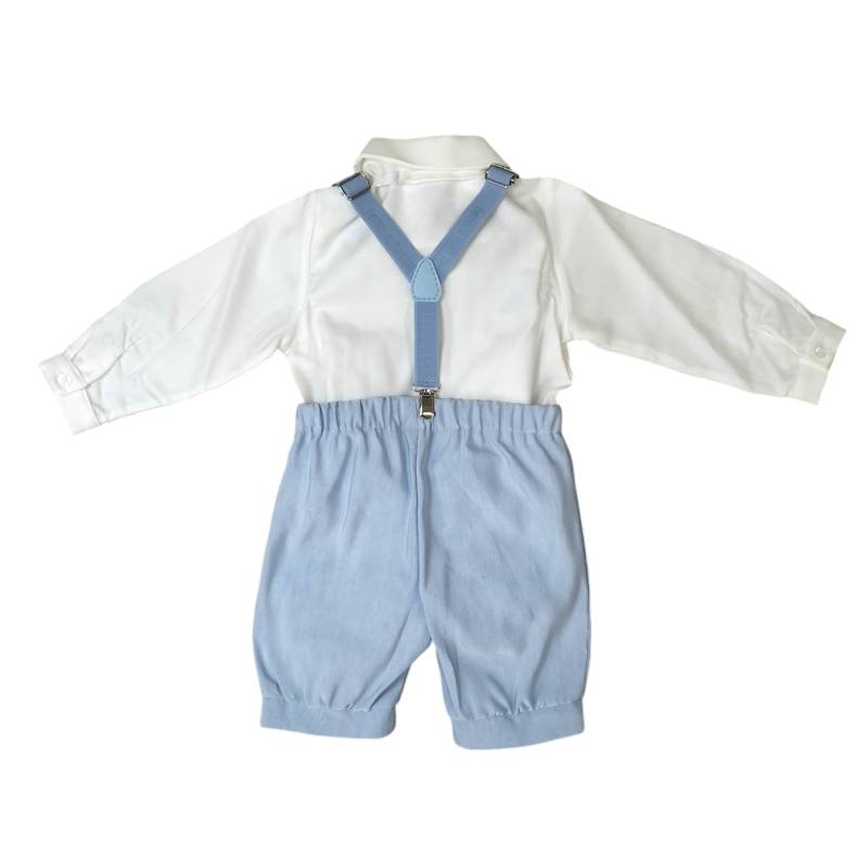 Completo bambino Battesimo cerimonia elegante bianco e celeste - 