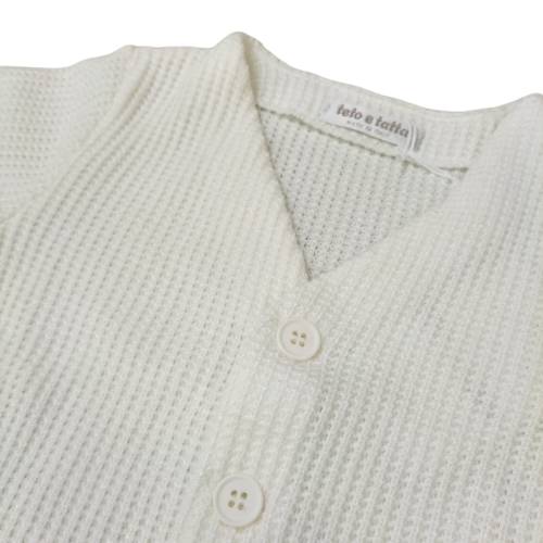 Milk-coloured baby jacket in warm knitwear -  2