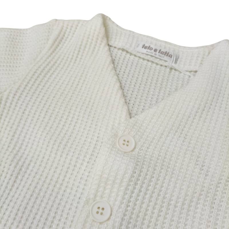 Milk-coloured baby jacket in warm knitwear - 