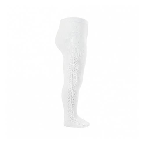 Condor Strumpfhose weiß warm Baumwolle durchbrochene Strumpfhose - 