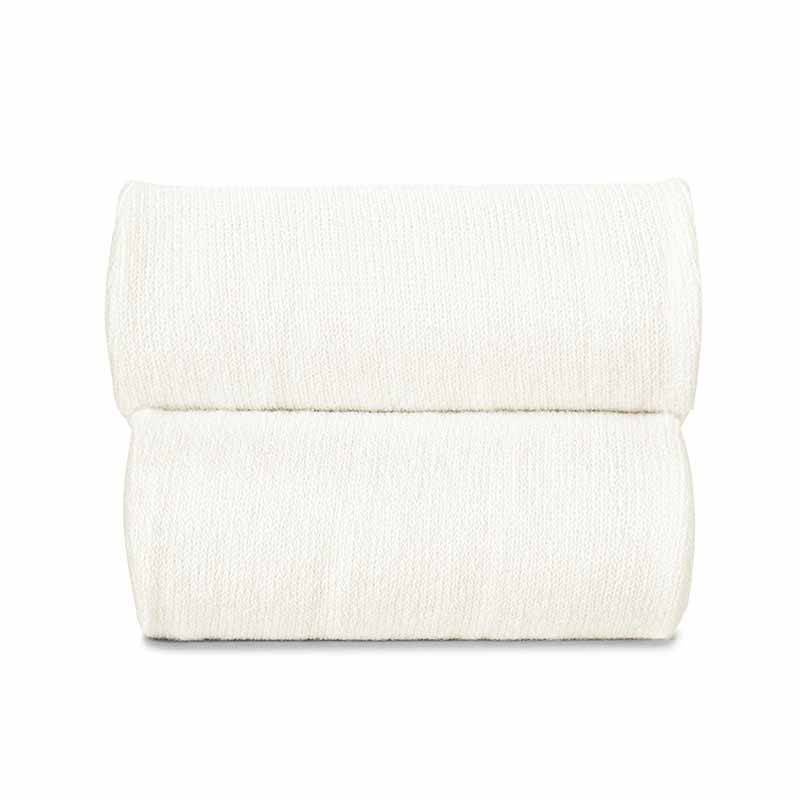 Collant basique en tricot rasé de coton chaud crème -