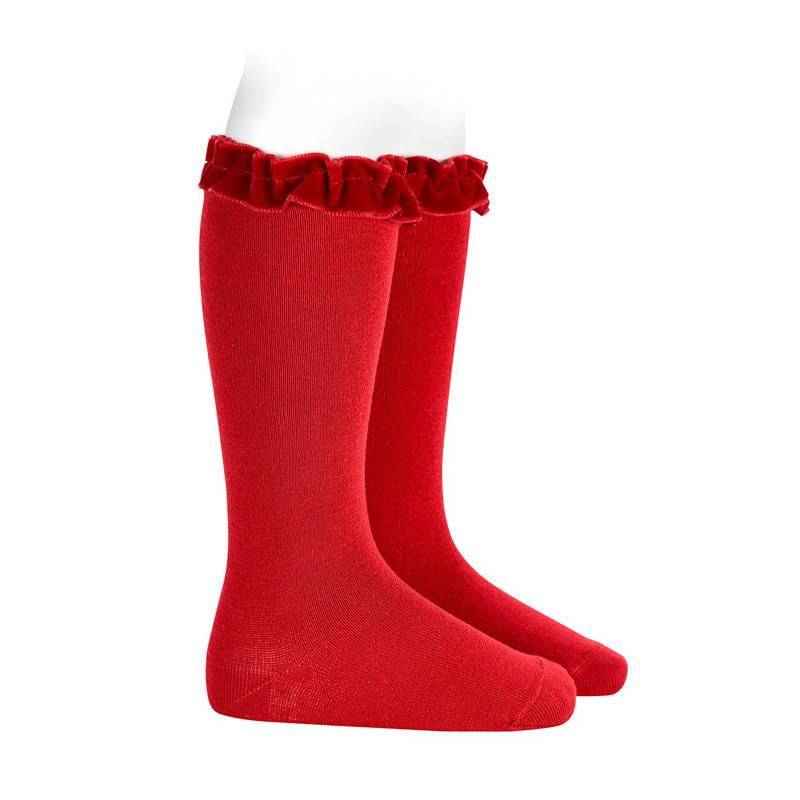 Chaussettes Condor pour filles avec ruban Velours Rouge -