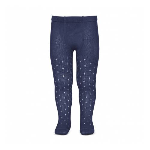 Collant en coton ajouré à chevrons bleu - 2