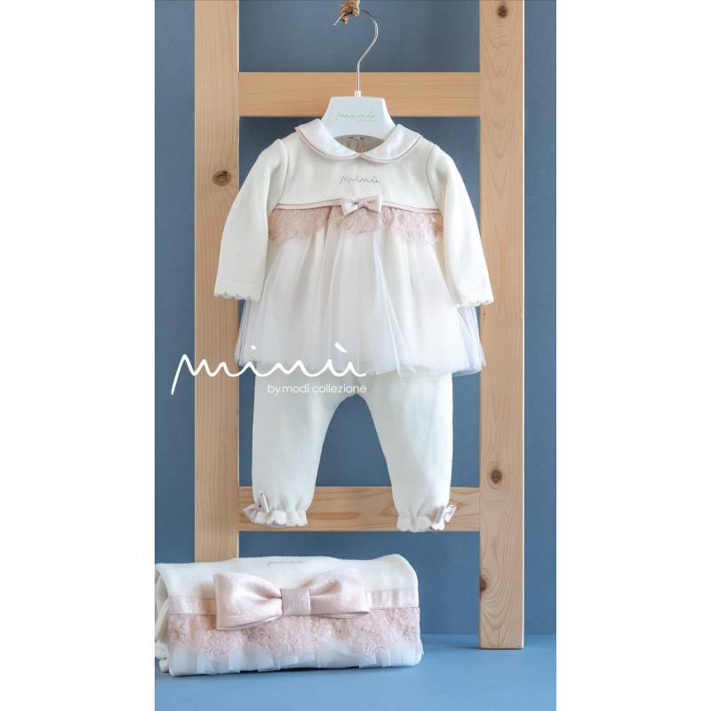 Newborn girl's outfit in chenille Minù - 