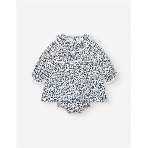 Dress Ls Twill, White, 12/18m