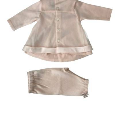 Elegant pink cotton newborn outfit 1 month Minù - 