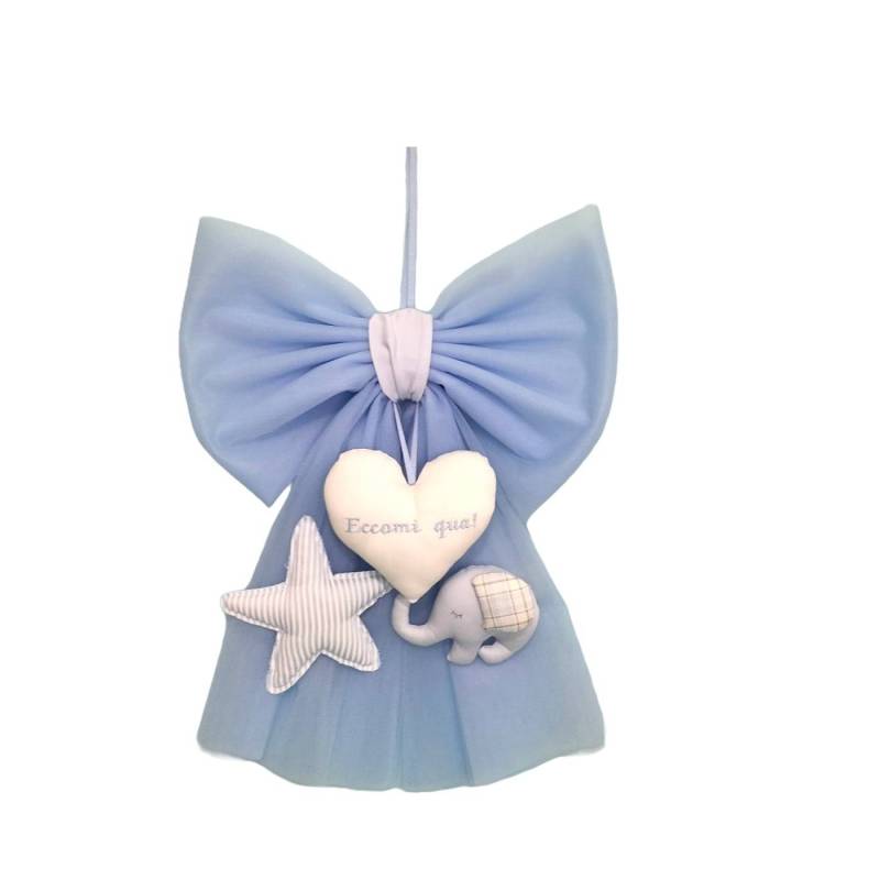 Light blue tulle newborn baby bow - 