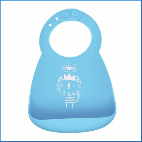 Bavaglino Silicone Con Tasca Blu