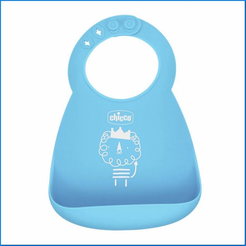 Silicone Bib With Pocket Blue