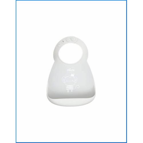 Babete de silicone com bolso Cinzento