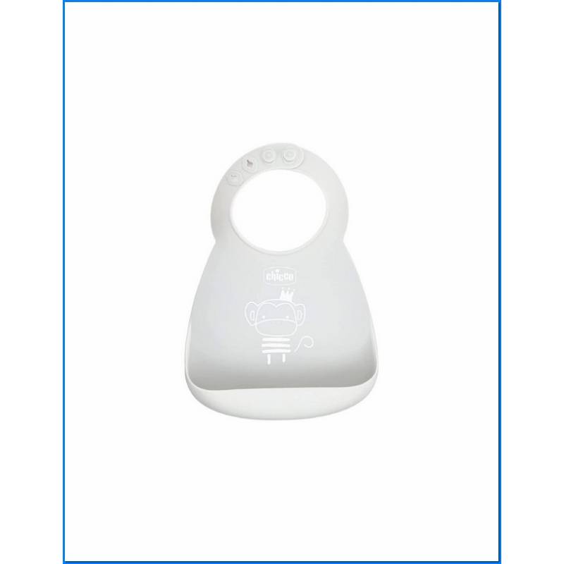 Babete de silicone com bolso Cinzento