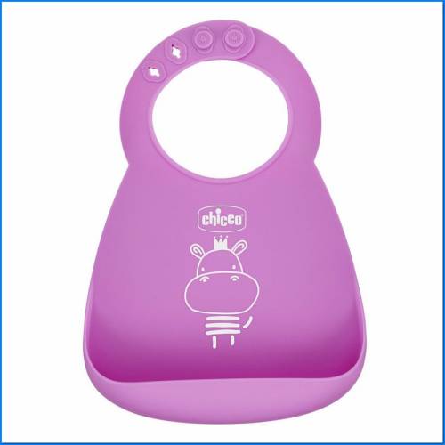 Babero de silicona con bolsillo rosa