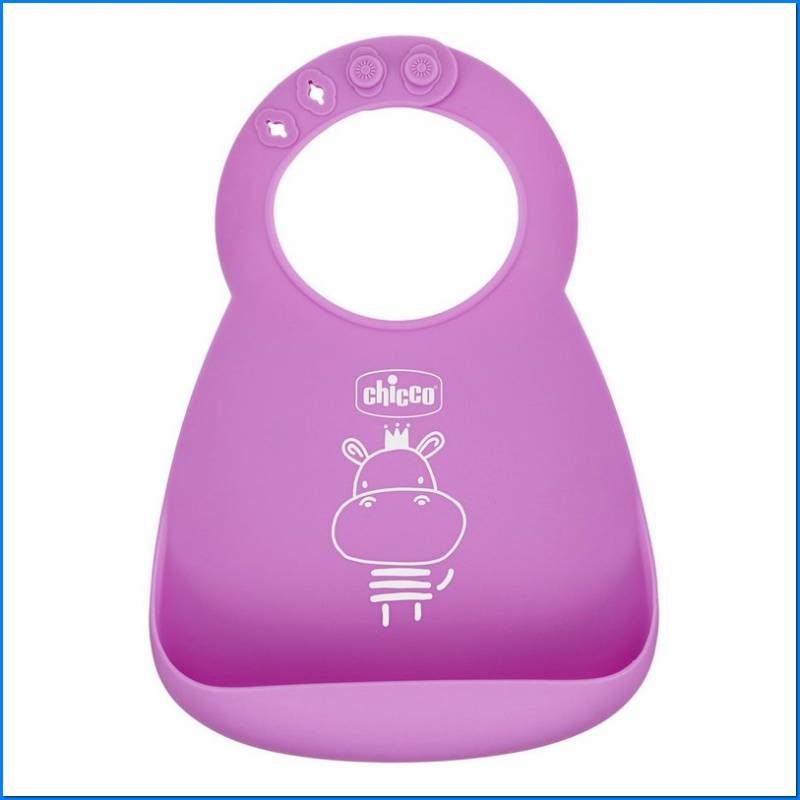 Babero de silicona con bolsillo rosa