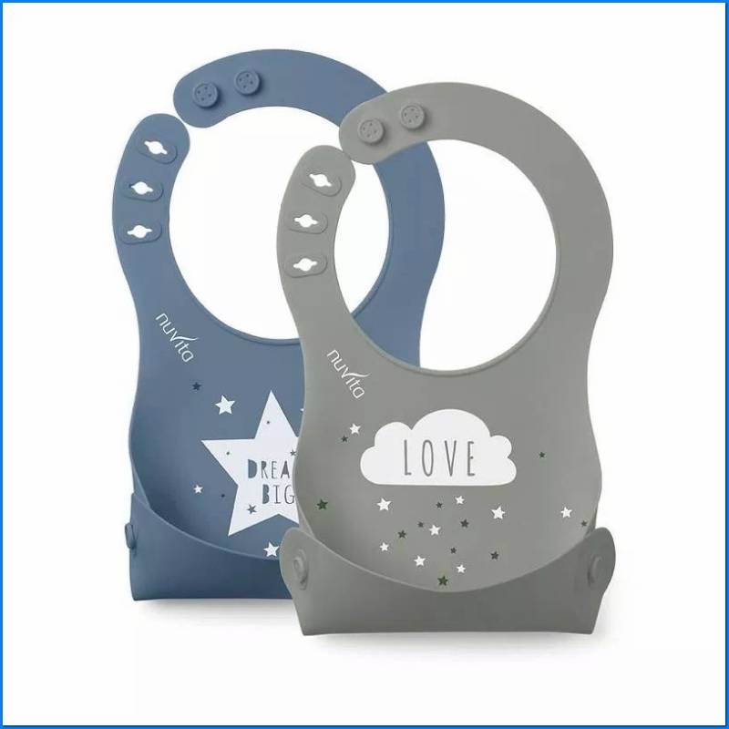 4370 Babete de silicone Azul pó/Sage