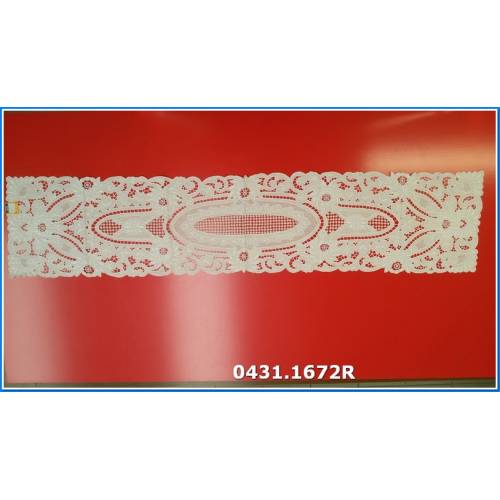 Rectang.- Leinen Schnitzerei Zentrum Cm.37x172