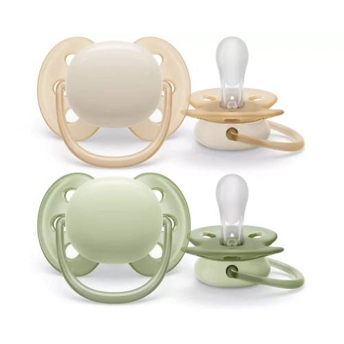 2 Chupetas Ultra Suaves 0-6m Crema Verd