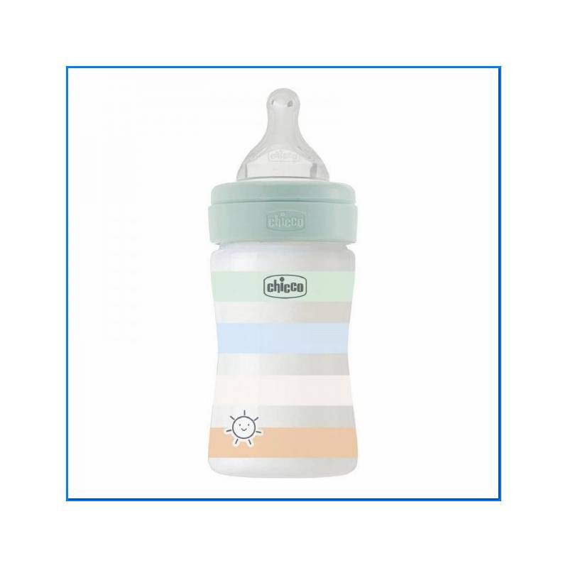 Wb Glass Baby Bottle Green Uni 150 Slow Sil