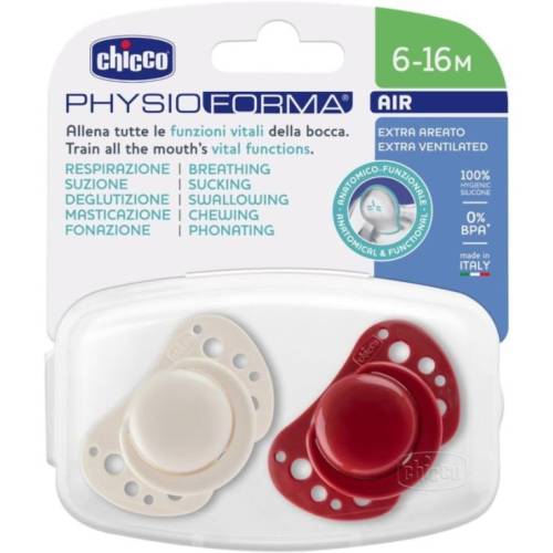 Schnuller Air Red Sil 6-16m 2pcs C