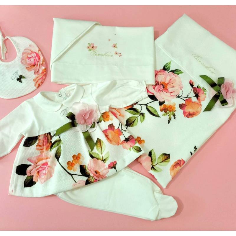 Newborn baby girl cotton cover set size 3 months Barcellino - 