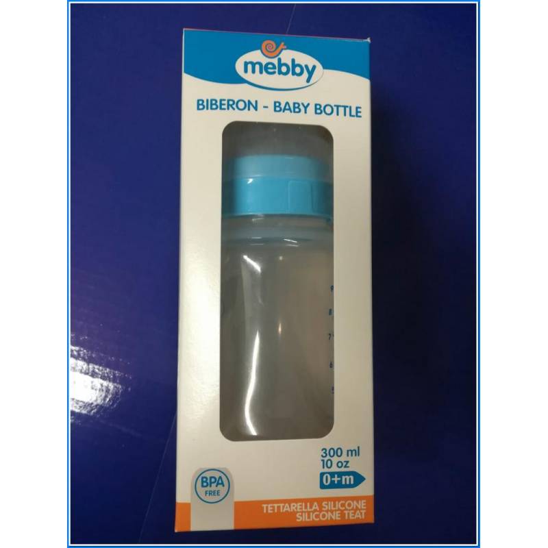 Baby Bottle 300ml Silicone Blue