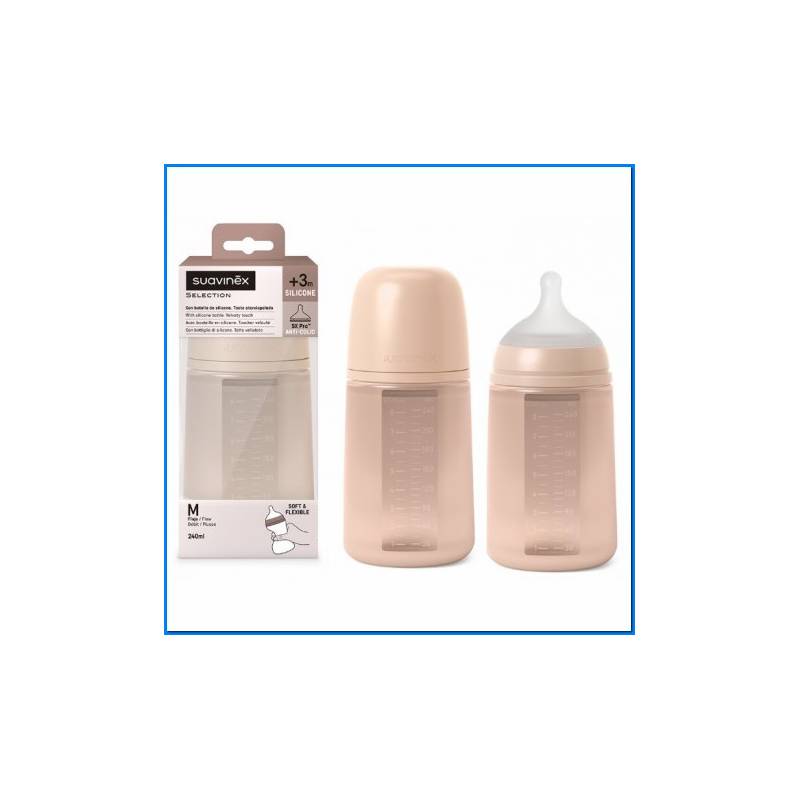 Baby bottle Sil.240ml Nude Flow M