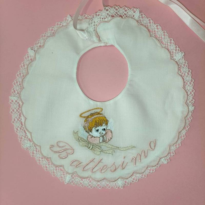 Baby girl baptism bib - 